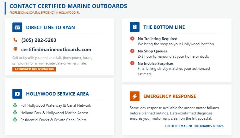 how outboard motors service works Hollywood florida 