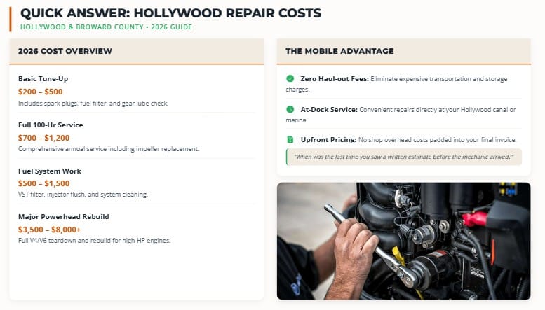 outboard motor repair cost Hollywood florida