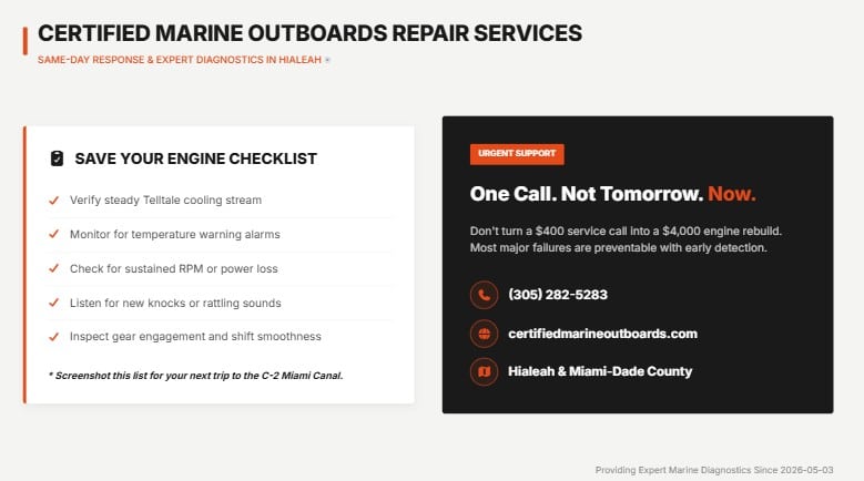 signs outboard motors needs repair Hialeah florida 