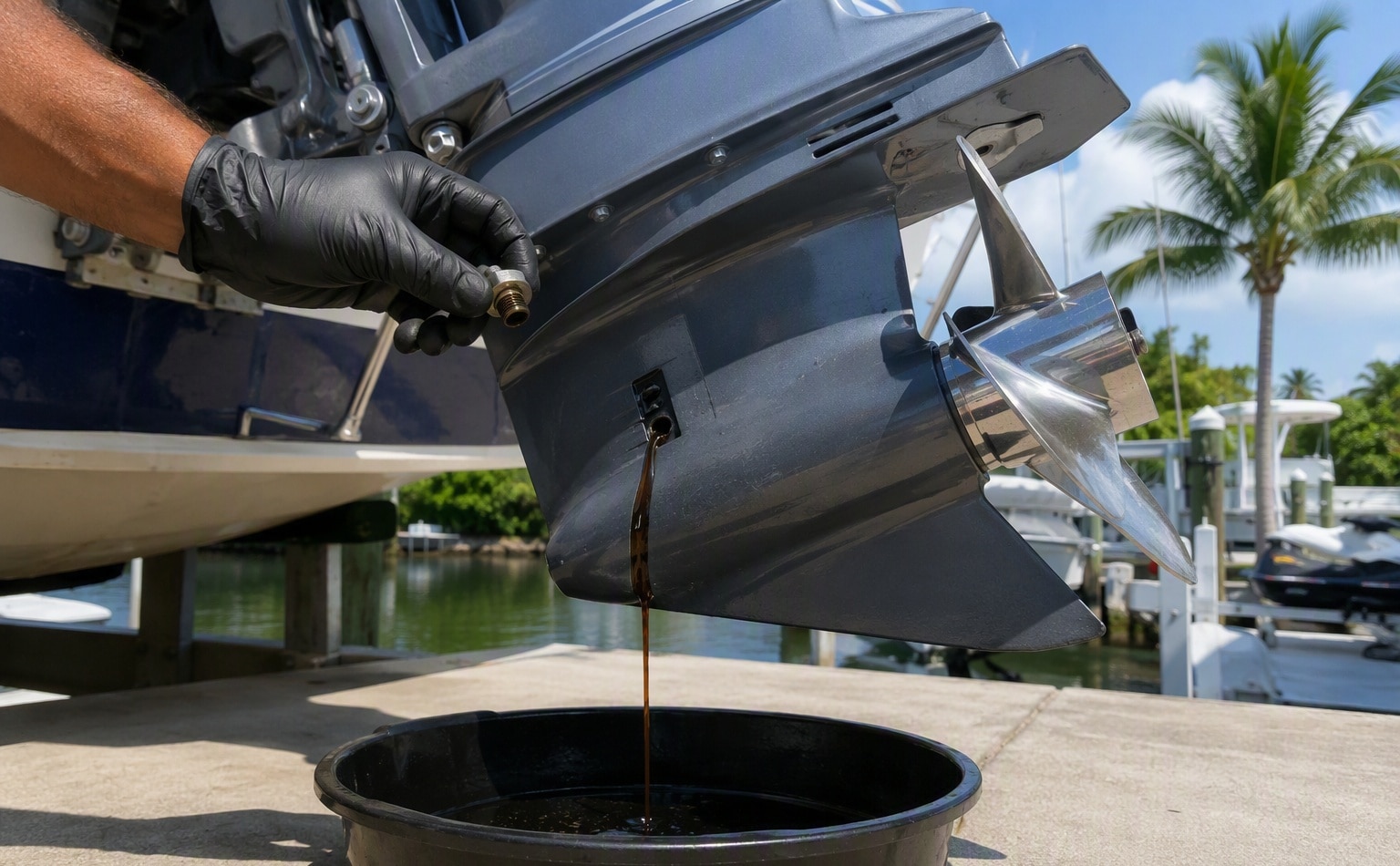 Gear lube drained and inspected during a hundred hour service