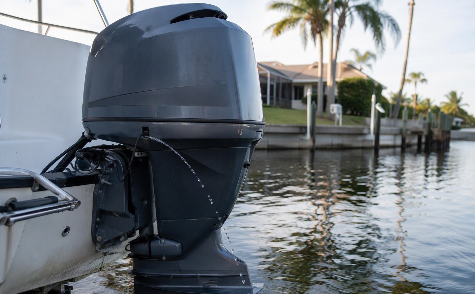 Weak telltale stream on an overheating outboard